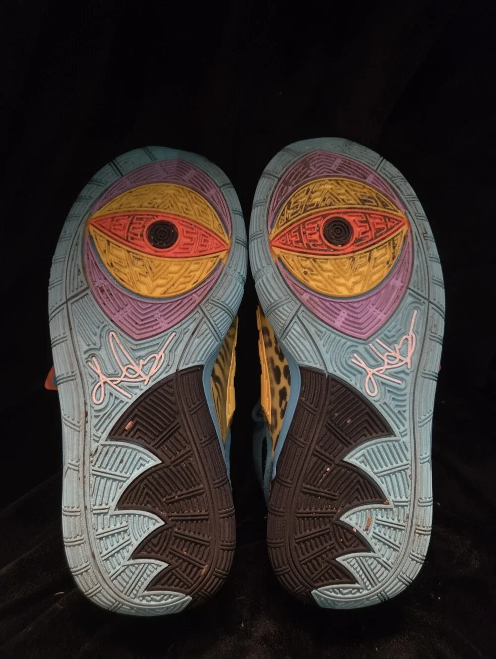 Nike Teal High-Top Shoes with Neon Orange Leopard Strap